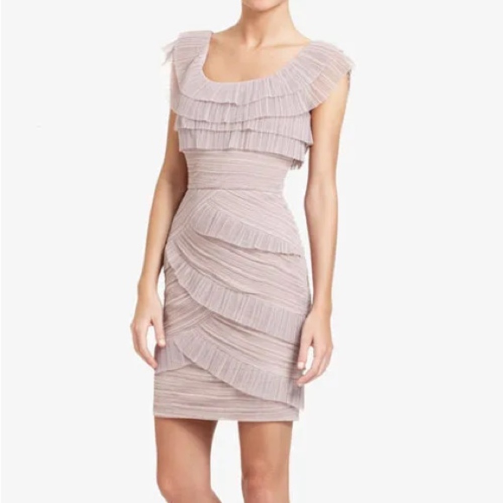 NWT BCBG MAXAZRIA Briana Short Pleated Round Neck DRESS